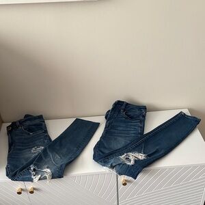 American Eagle Outfitters Blue Ripped Skinny Jeans lot of 2